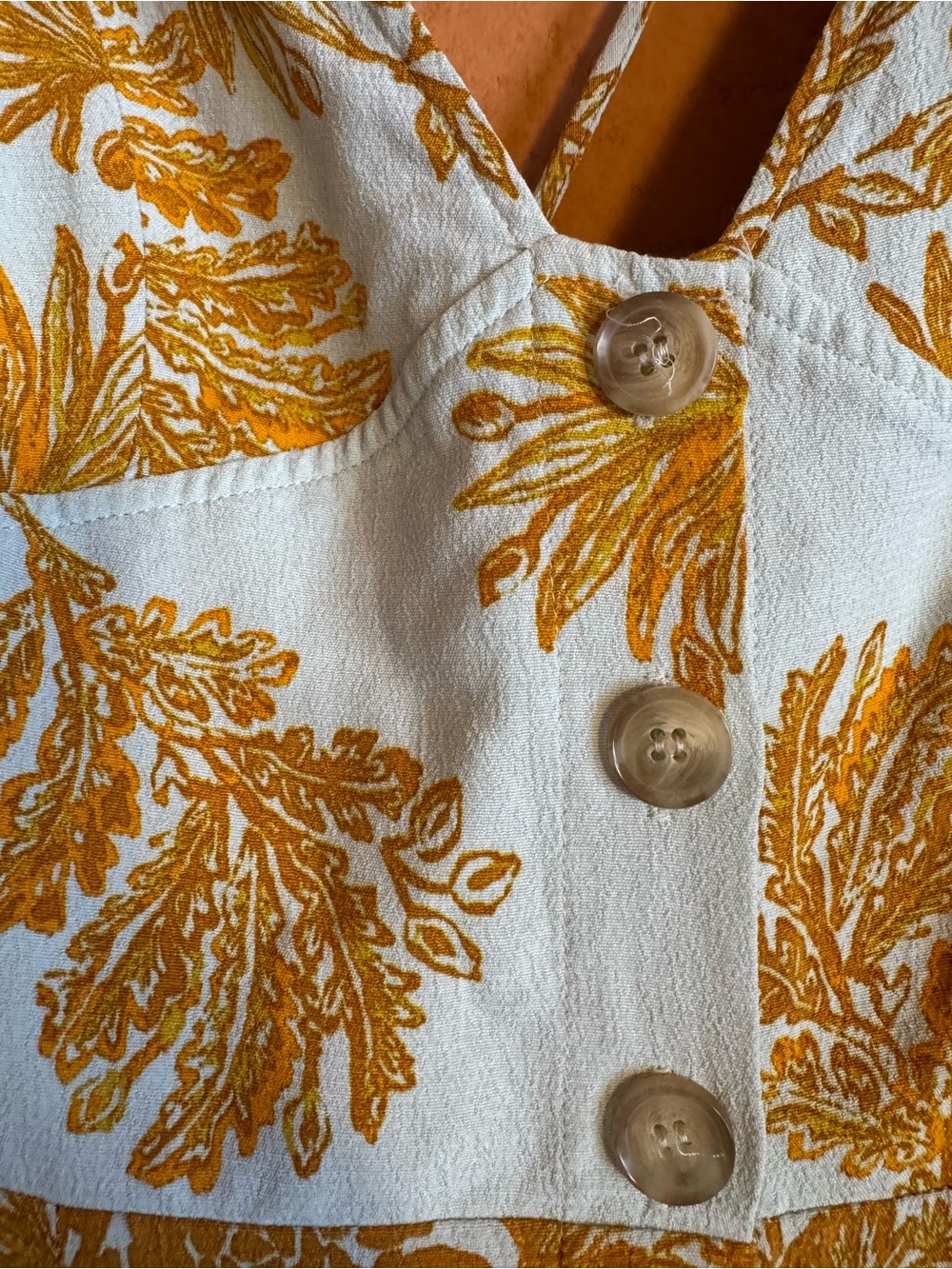 Free People Wide Leg Floral Jumpsuit Cross Strap Button Front Size 8 - Picture 3 of 9